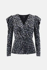 Devore Leopard Wrap Top at Karen Millen