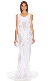 Di Petsa Wetlook Dress In White Mesh at Revolve