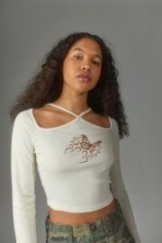 Diamante Flaming Cutout Tee at Urban Outfitters