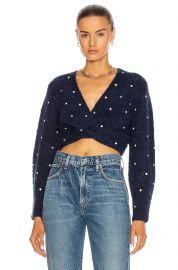 Diamante Front Twist Cropped Sweater at Forward