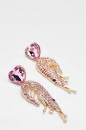 Diamante Shrimp Heart Jewel Drop Earrings at Nasty Gal