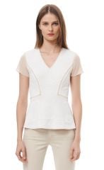 Diamond Jacquard Peplum Top at Rebecca Taylor