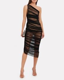 Diana Ruched Mesh One-Shoulder Dress at Intermix