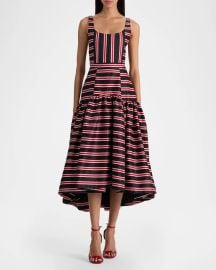 Diana Striped Structured Midi Dress at Neiman Marcus