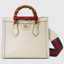 Diana medium tote bag in white leather US at Gucci