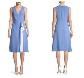 Diane Von Furstenberg Addison Blue and White Ruched Dress 6 eBay at eBay