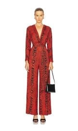 Diane Von Furstenberg Aurelia Two Jumpsuit In Wood Grain Red at Revolve