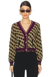 Diane Von Furstenberg Bryant Cardigan In Bird Weave Misty Green at Revolve