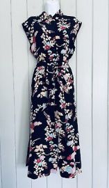 Diane Von Furstenberg DVF Dress M Medium Silk Chiffon Midi Black Floral eBay at eBay