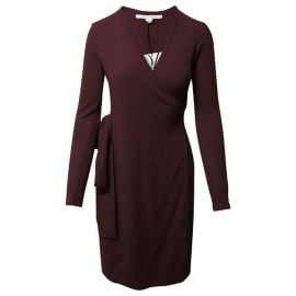 Diane Von Furstenberg Linda Wool Cashmere Wrap Sweater Dress - Brown Garmentory at Garmentory