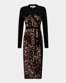 Diane Von Furstenberg Savannah Animal Intarsia Midi Wrap Dress at Neiman Marcus