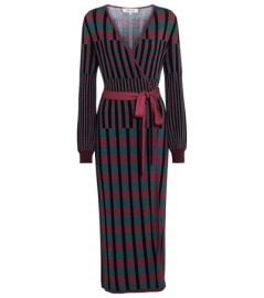 Diane Von Furstenberg Tracy Checked Ribbed knit Midi Wrap Dress In Grape Purple Green Gingham at Mytheresa