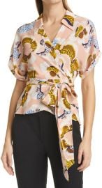 Diane von Furstenber Printed Washed Silk Wrap Top at Nordstrom