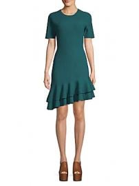 Diane von Furstenberg - Adeline Ribbed Ruffle Trim Dress at Saks Off 5th