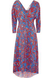 Diane von Furstenberg   Asymmetric printed silk crepe de chine midi wrap dress at Net A Porter