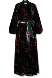 Diane von Furstenberg - Cutout printed velvet wrap maxi dress at Net A Porter