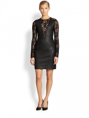 Diane von Furstenberg - Kameela Leather and Lace Dress at Saks Fifth Avenue