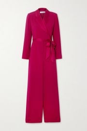 Diane von Furstenberg - Monica belted satin-trimmed crepe jumpsuit at Net A Porter