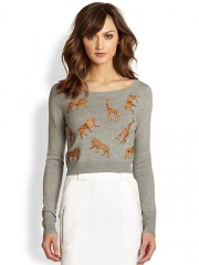 Diane von Furstenberg - Praia Leather Animal Applique Sweater at Saks Fifth Avenue