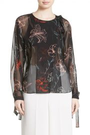 Diane von Furstenberg   Sheer Tie Neck Silk Blouse   Nordstrom Rack at Nordstrom Rack