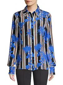 Diane von Furstenberg - Stripe Button-Down Silk Shirt at Saks Off 5th