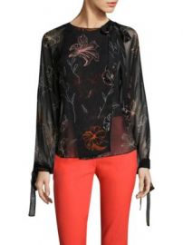 Diane von Furstenberg - Tie-Neck Slit Silk Blouse at Saks Fifth Avenue