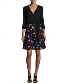 Diane von Furstenberg 34-Sleeve Floral-Print Wrap Dress at Neiman Marcus