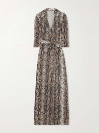 Diane von Furstenberg Abigail snake print silk jersey maxi wrap dress at Net a Porter