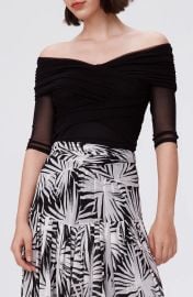 Diane von Furstenberg Alex Off the Shoulder Mesh Top at Nordstrom