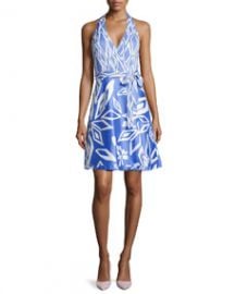 Diane von Furstenberg Amelia Halter Wrap Dress in Ikat Print at Neiman Marcus