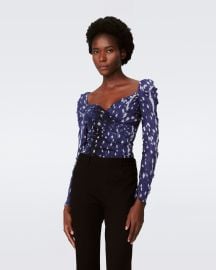 Diane von Furstenberg Ash Top in Fawn Perfect Navy at Diane von Furstenberg