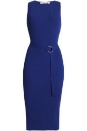 Diane von Furstenberg Belted ribbed cotton-blend midi dress at The Outnet