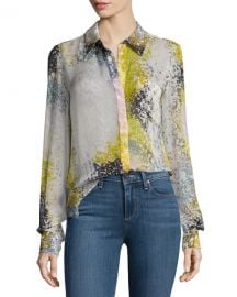 Diane von Furstenberg Carter Splatter-Print Silk Blouse at Neiman Marcus