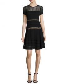 Diane von Furstenberg Celina Pointelle Party Dress  Black at Neiman Marcus