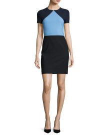 Diane von Furstenberg Colorblock Short-Sleeve Sheath Dress at Neiman Marcus