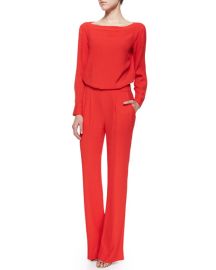 Diane von Furstenberg Cynthia Long-Sleeve Jumpsuit Poppy at Bergdorf Goodman