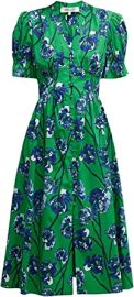 Diane von Furstenberg DVF Women39s Erica Button Front Cotton Midi Dress Watercolor Floral at Womens Clothing store at Amazon