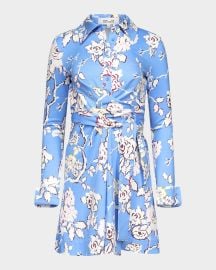 Diane von Furstenberg Didi Floral-Print Mini Wrap Shirtdress at Neiman Marcus