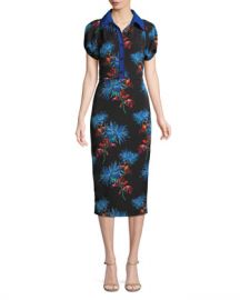 Diane von Furstenberg Elly Floral Short-Sleeve Midi Polo Dress at Neiman Marcus