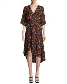 Diane von Furstenberg Eloise Floral-Print Asymmetrical Wrap Dress at Neiman Marcus