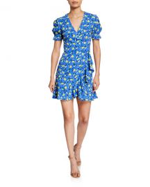 Diane von Furstenberg Emilia Floral Short-Sleeve Wrap Dress at Neiman Marcus