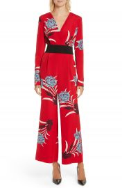 Diane von Furstenberg Floral Print Crossover Jumpsuit at Nordstrom