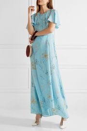 Diane von Furstenberg Floral Print Silk Drepe de Chine Maxi Dress  at Net A Porter