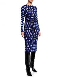 Diane von Furstenberg Gabel Printed Wool Belted Dress at Neiman Marcus