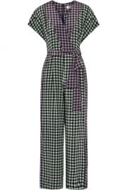 Diane von Furstenberg Gingham Silk Crepe de Chine Jumpsuit at Net A Porter