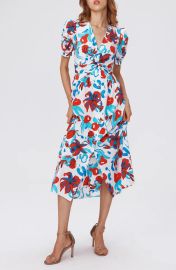 Diane von Furstenberg Heather Dress in Brush Floral Red at Nordstrom