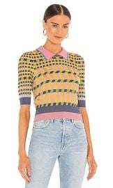 Diane von Furstenberg Jenny Sweater Top in Floating Gingham Pink at Revolve