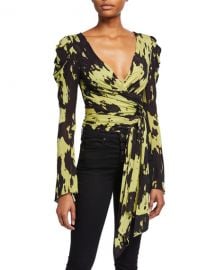 Diane von Furstenberg Kayleigh Print Jersey Wrap Top at Neiman Marcus