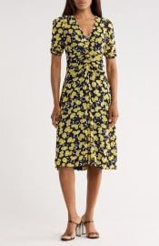 Diane von Furstenberg Koren Reversible Short Sleeve Mesh Midi Dress in Paper Sun Small Yellow at Nordstrom Rack at Nordstrom Rack