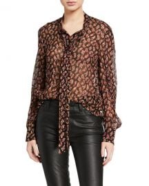 Diane von Furstenberg Lanie Paisley-Print Tie-Neck Blouse at Neiman Marcus